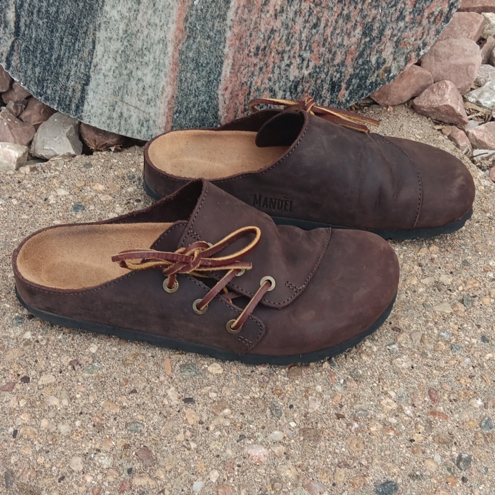 Mandel sandals Ester sabot dark brown leather clogs slip on shoes